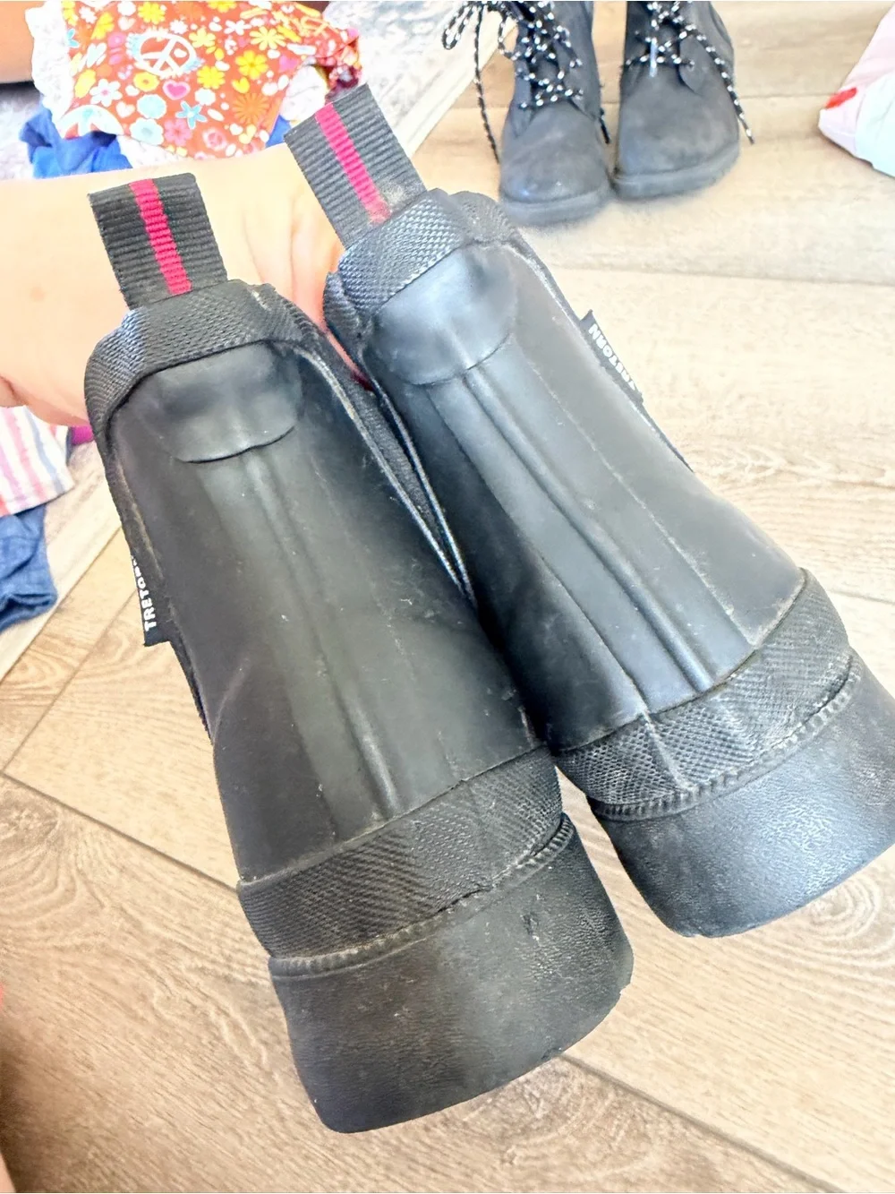 Tretorn Black Chelsea Waterproof Rain Boots with Fleece Lining